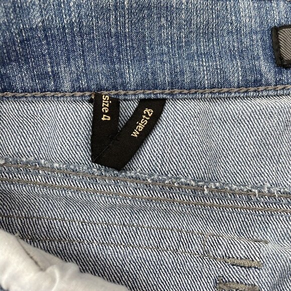 Nine West Jeans Bleecker Straight Leg Flap Pocket Distressed Denim Womens 4 Long - Picture 9 of 12